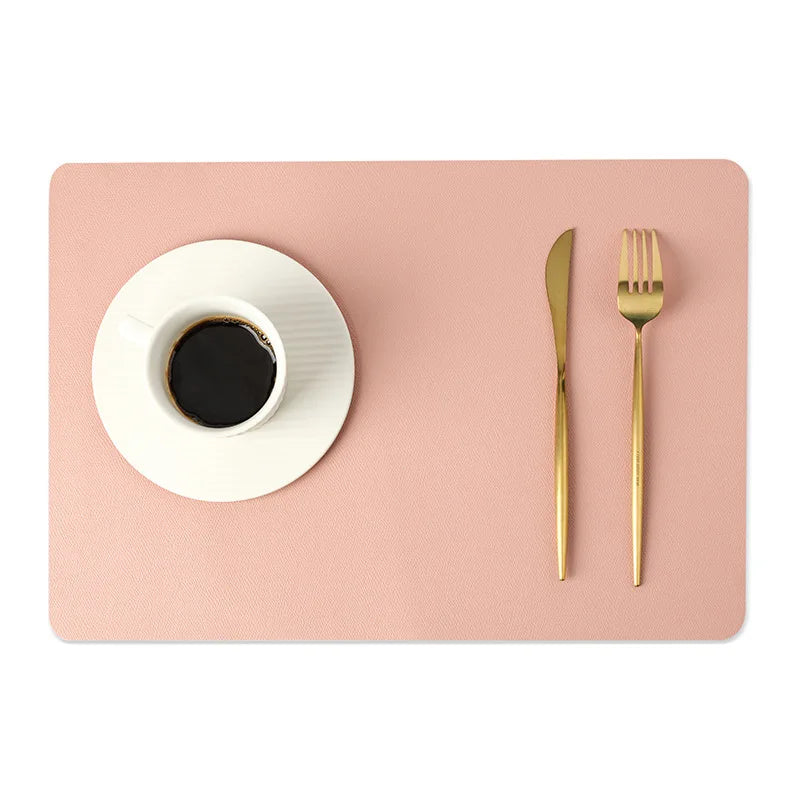 INS Nordic Solid Double Sides Leather Dining Mat Heat Insulation Placemat Home Waterproof Oil Proof Hotel Rectangle Pad