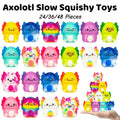 24/36/48 Pcs Axolotl Slow Squishy Toys 12 Styles Soft Stress Relief Fidgets Toys for Kids Party Favors Classroom Novelty Prizes