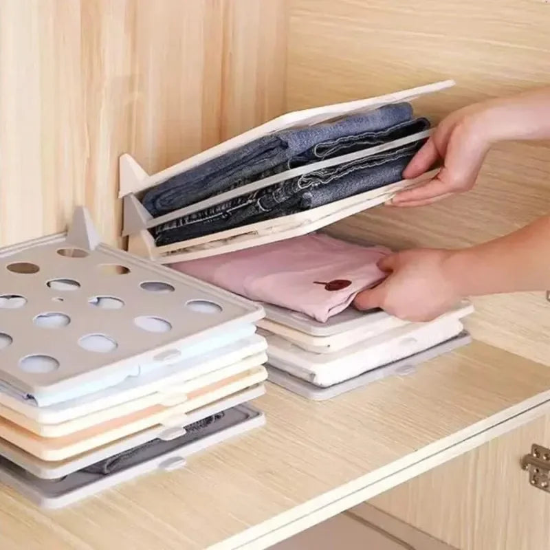 Stackable Shirt Organizer Boards Foldable Clothes Storage Space Saving Wardrobe Drawer Organizer for T Shirt Sweaters Closet Use