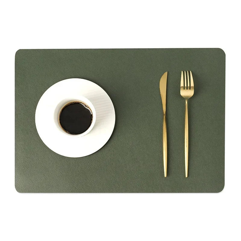 INS Nordic Solid Double Sides Leather Dining Mat Heat Insulation Placemat Home Waterproof Oil Proof Hotel Rectangle Pad