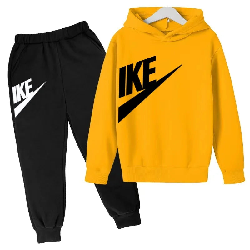 Kids Autumn Hoodie Letters Sports Pullover 3-12Years Coat Sweatshirt+Trousers Boy Girl Birthday Gift Clothes Leisure Fashion Set