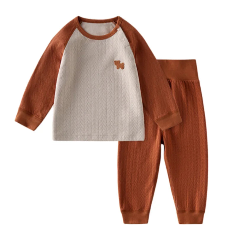 Autumn Loungewear Children Set Cartoon Embroidery Long Sleeves Top+High Waist Pants Kids 2 Piece Sets Soft Children Clothing