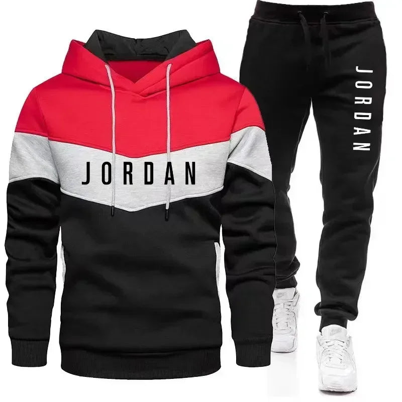 New Autumn Winter Men's Casual Pullover Hoodie Trousers 2-Piece Outdoor Jogging Fashion Hooded Sweatshirt Sportswear Tracksuit