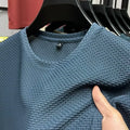 Mesh Ice Silk T-shirt Men's Short sleeved Round Neck New T-sleeved Men's Bottom Shirt Summer Solid Color Men's Top