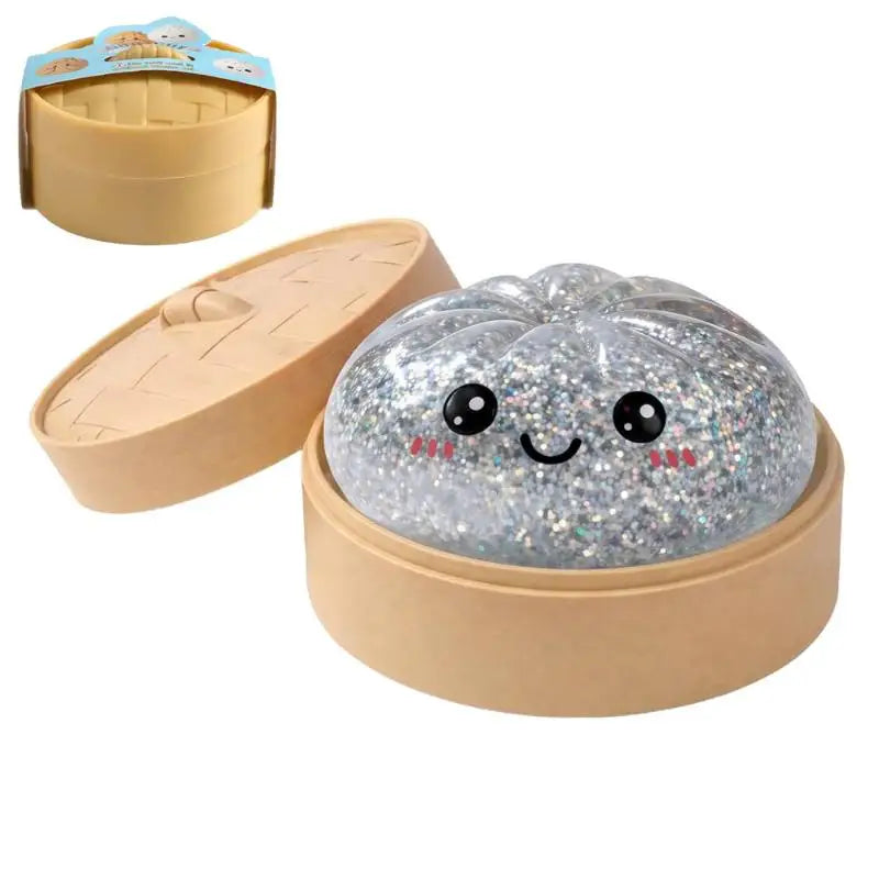 Simulation Steamed Bun Glitter  Toy Soft Elastic Stress Reliever Squeeze Toy for Home Office Anxiety Relief
