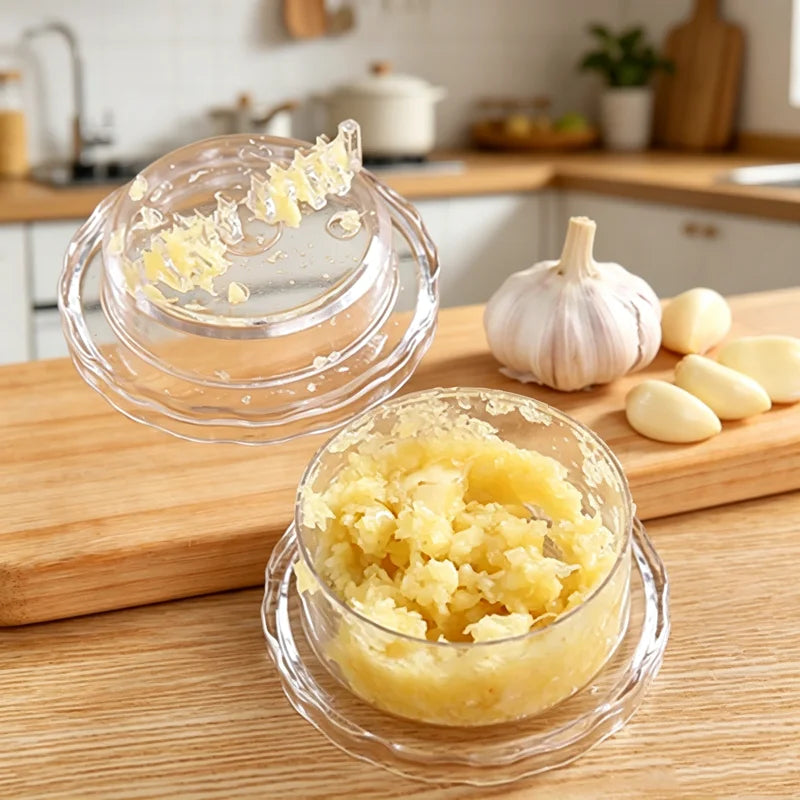Kitchen Multifunctional Garlic Press Transparent Manual Garlic Crusher Chopper Convenient To Carry Convenient Garlic Masher