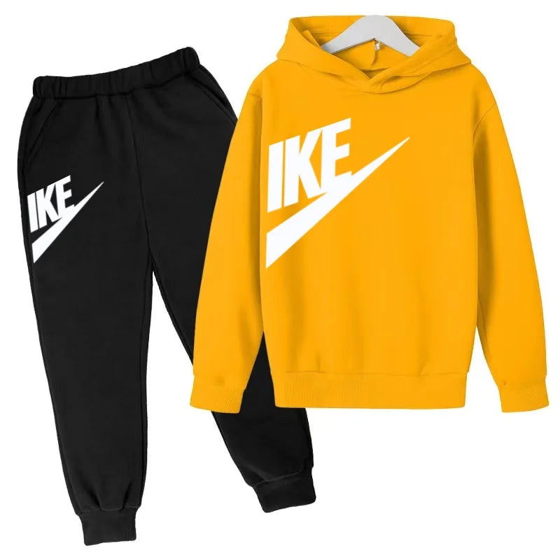 Kids Autumn Hoodie Letters Sports Pullover 3-12Years Coat Sweatshirt+Trousers Boy Girl Birthday Gift Clothes Leisure Fashion Set