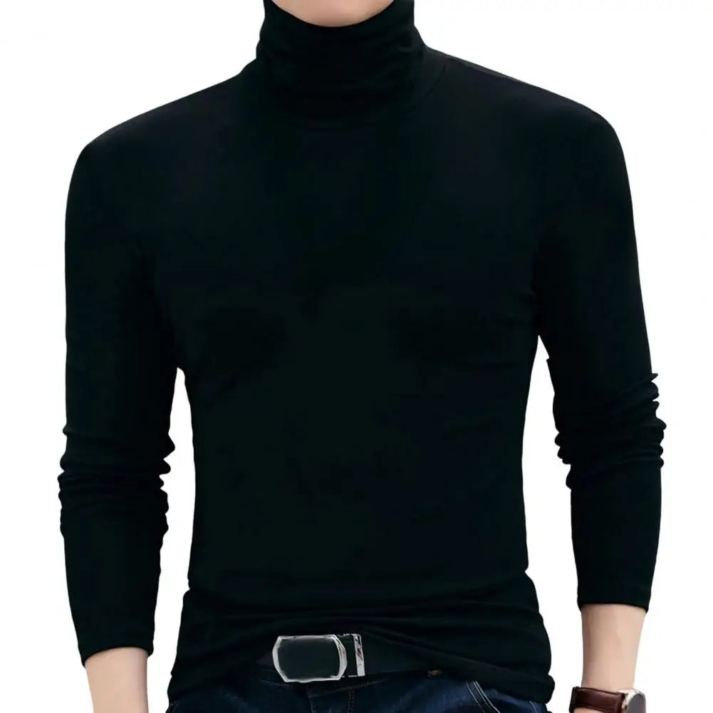 Fall Winter Men Turtleneck Top Long Sleeve Base Shirt Slim Fit Pullover Casual Warm Tee for Cold Weather Slim Fit Men Top
