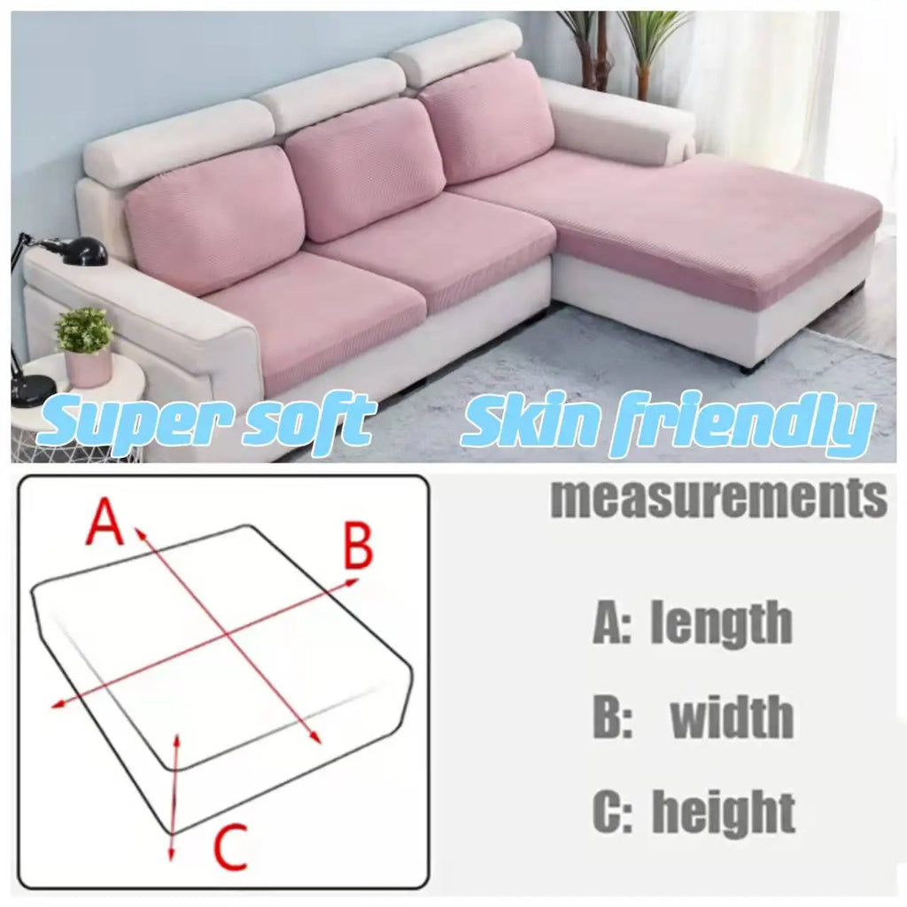 Velvet Plush L Shaped Sofa Cushion Cover for Living Room Elastic Furniture Couch Slipcover Chaise Longue Sofa Seat Cover Stretch