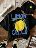 New Summer Cotton T-Shirt for Kids, Daily Casual Style, Breathable and Comfortable, Short-Sleeved, with a Cartoon Lemon Print.