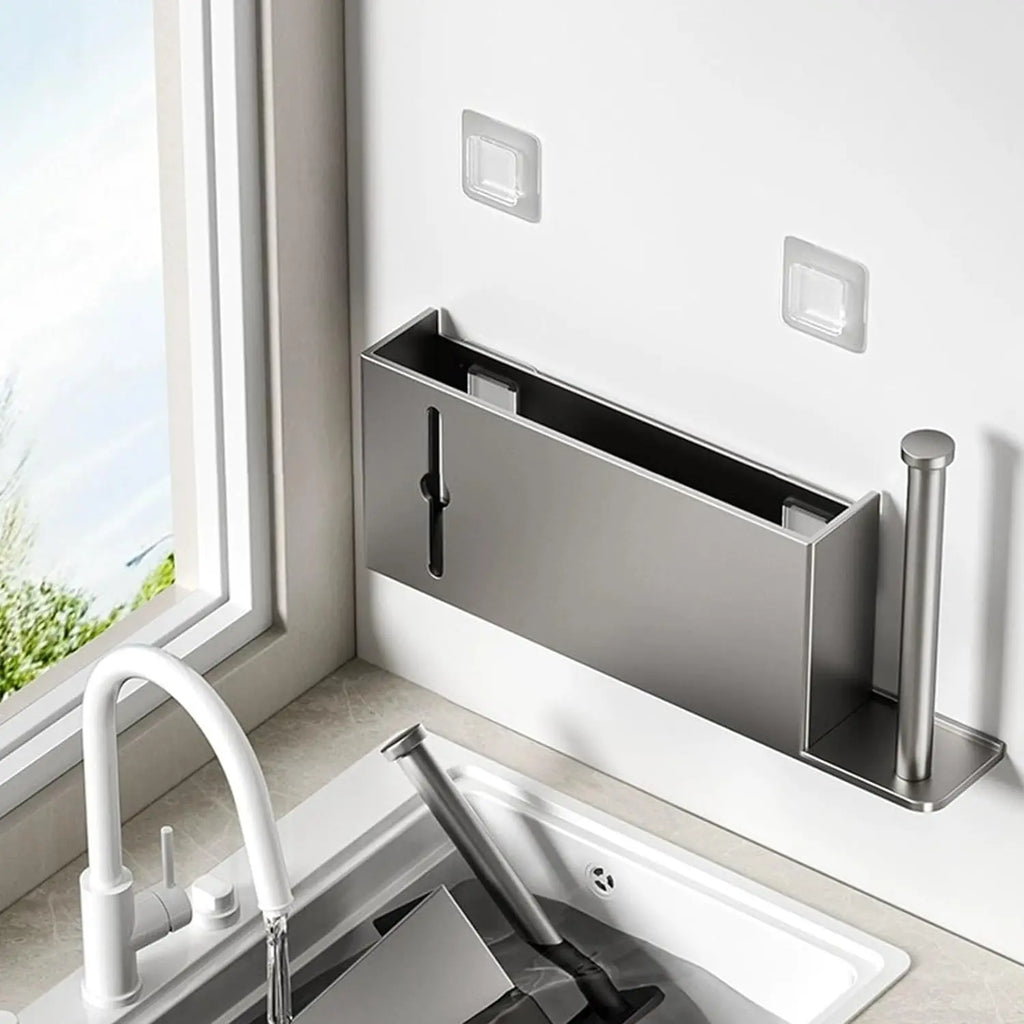 Kitchen Paper Towel Holder Adhesive Tissue Hanger Punch-Free Roll Paper Dispenser Cabinet Storage Napkin Rack