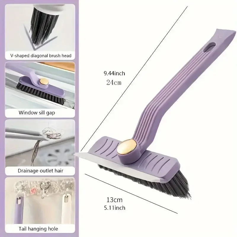 4 in 1 360° Rotating Hard Bristle Scrubber Multi-Purpose Tile Cleaning Brush with Clip Scraper for Bathroom Kitchen Floors