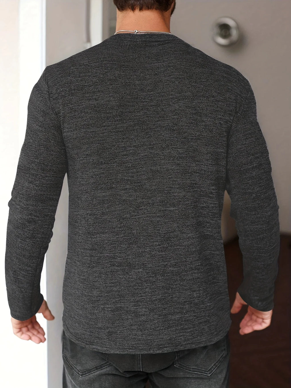 100% pure cotton men's long sleeved round neck loose New York letter printed autumn and winter casual versatile T-shirt top