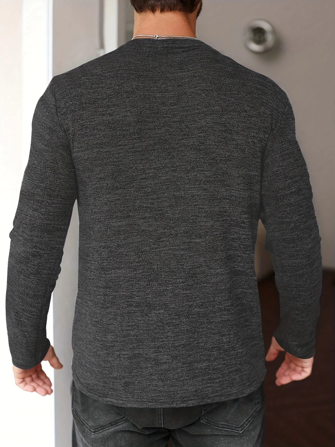 100% pure cotton men's long sleeved round neck loose New York letter printed autumn and winter casual versatile T-shirt top