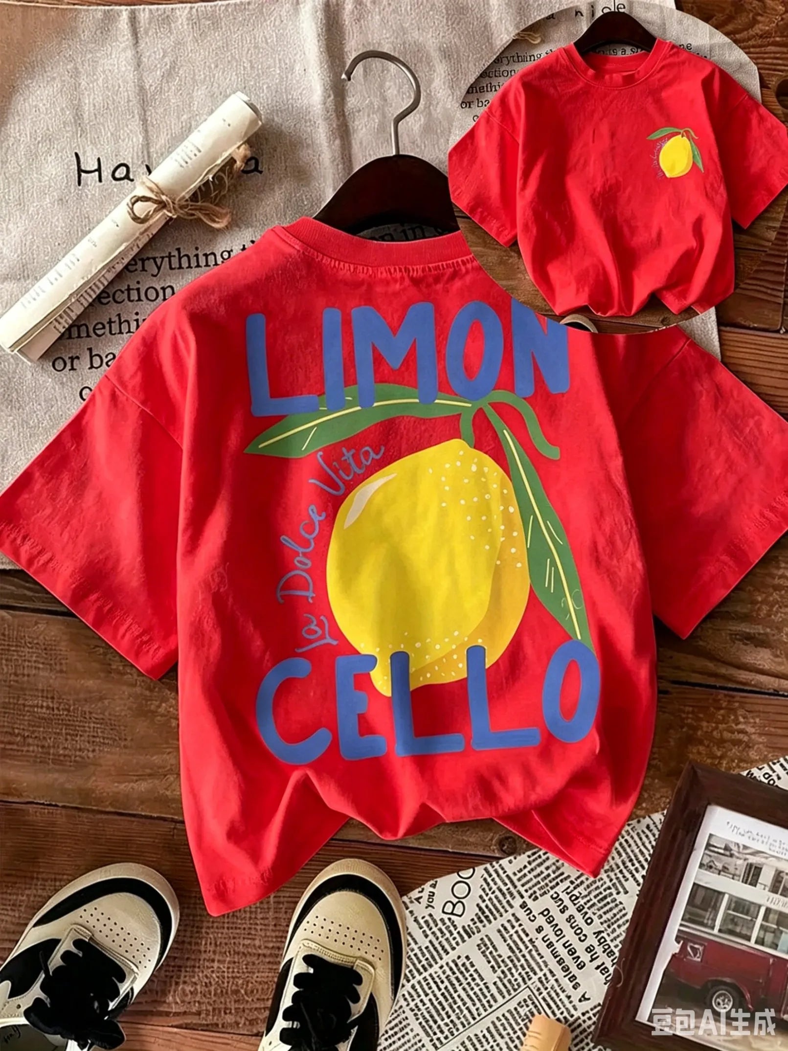 New Summer Cotton T-Shirt for Kids, Daily Casual Style, Breathable and Comfortable, Short-Sleeved, with a Cartoon Lemon Print.