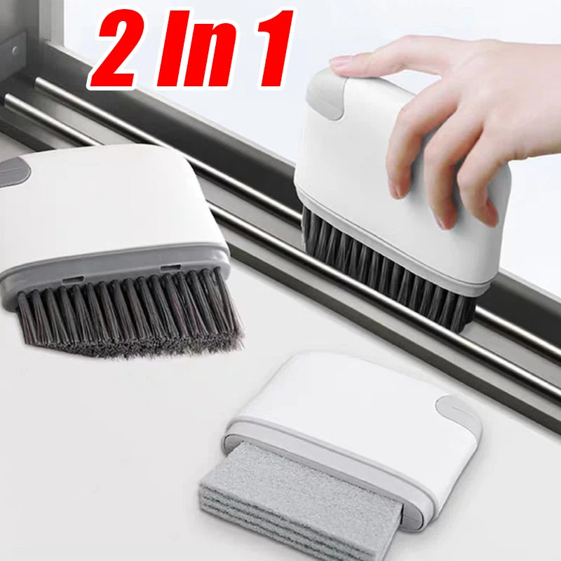 2 in 1 Window Rail Cleaning Brush Door Groove Hair Grip Brushes Multifunction Windows Slot Sliding Household Kitchen Accessories