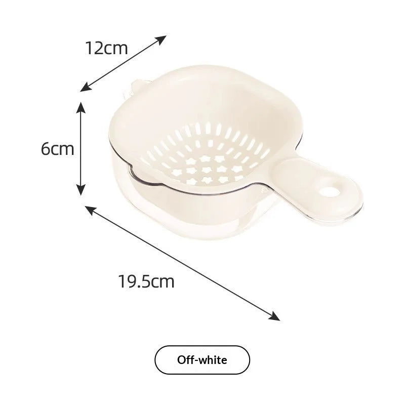 1pcs Dopamine Drainage Basket Fruit Washing Artifact Double-layer Food Grade Thick Wall Hanging Fruit Basket Kitchen