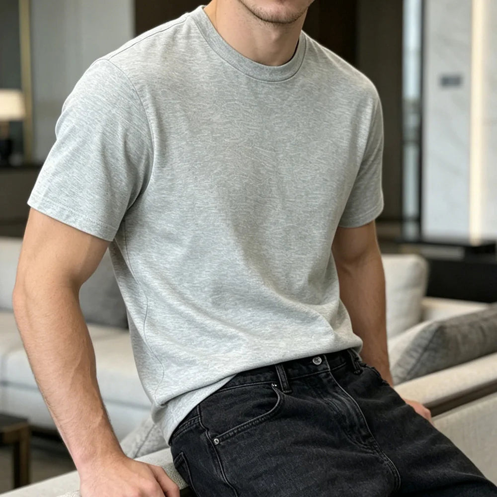 Unisex 100% Cotton Crew Neck T‑Shirt, Soft Breathable Pure Cotton Solid Color Tee, Classic Casual Short Sleeve Top, Summer Comfortable Everyday T-Shirts for Men Women