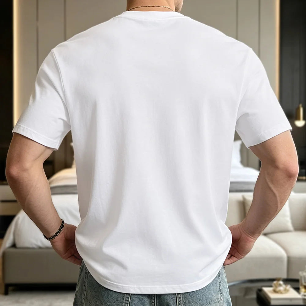 Unisex 100% Cotton Crew Neck T‑Shirt, Soft Breathable Pure Cotton Solid Color Tee, Classic Casual Short Sleeve Top, Summer Comfortable Everyday T-Shirts for Men Women