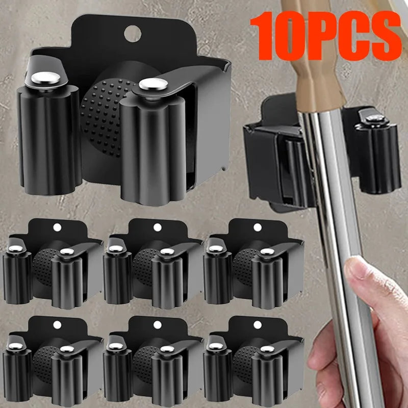 Wall Mounted Mop Clips Holder with Screw Mop Organizer Rack Brush Broom Hanging Hanger Hooks Garden Kitchen Bathroom Rack