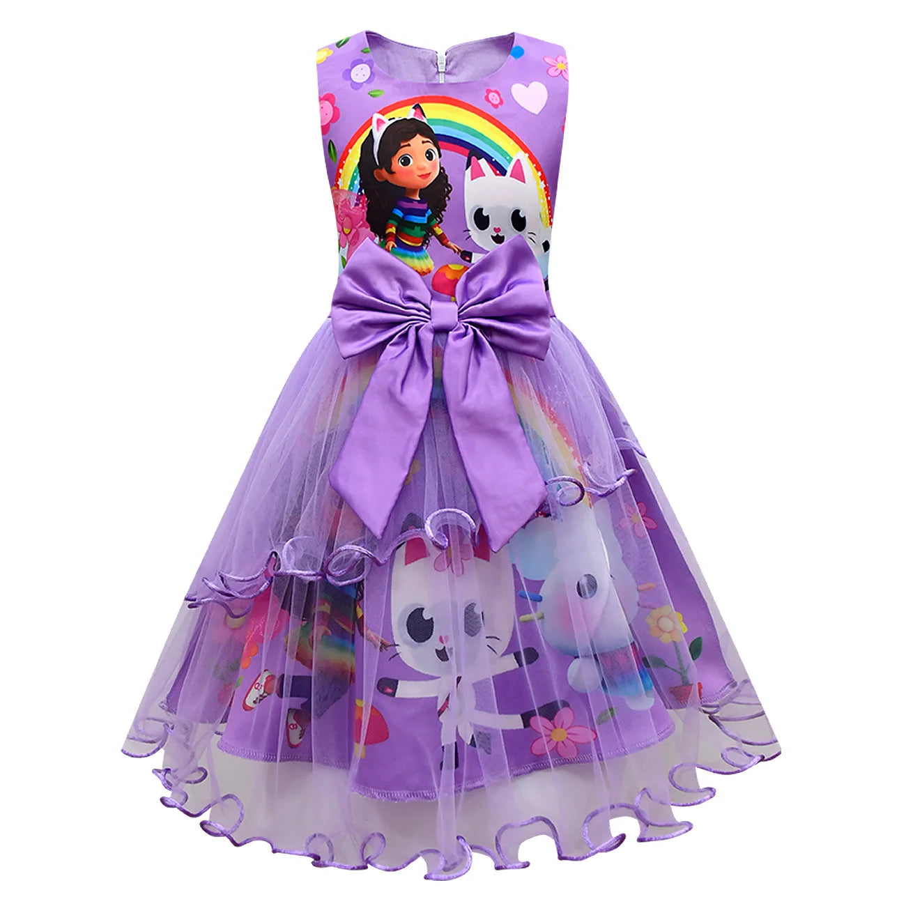 Gabby's Dollhouse Kids Summer Gabby Cats Dress Baby Girls Cute Lace Princess Dress Toddler Girls Birthday Party Dresses Headwear