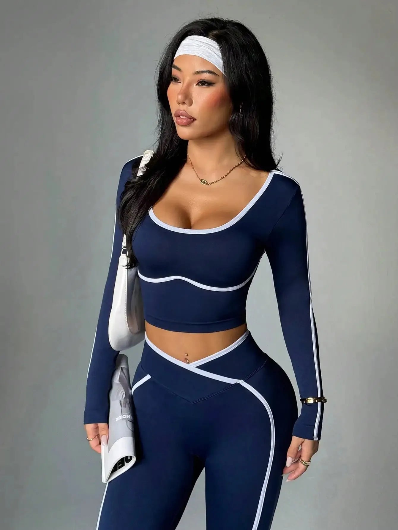Women's Fall/Winter New Arrival Round Neck Long Sleeve Yoga Top Outdoor Sports Fitness Yoga Pants