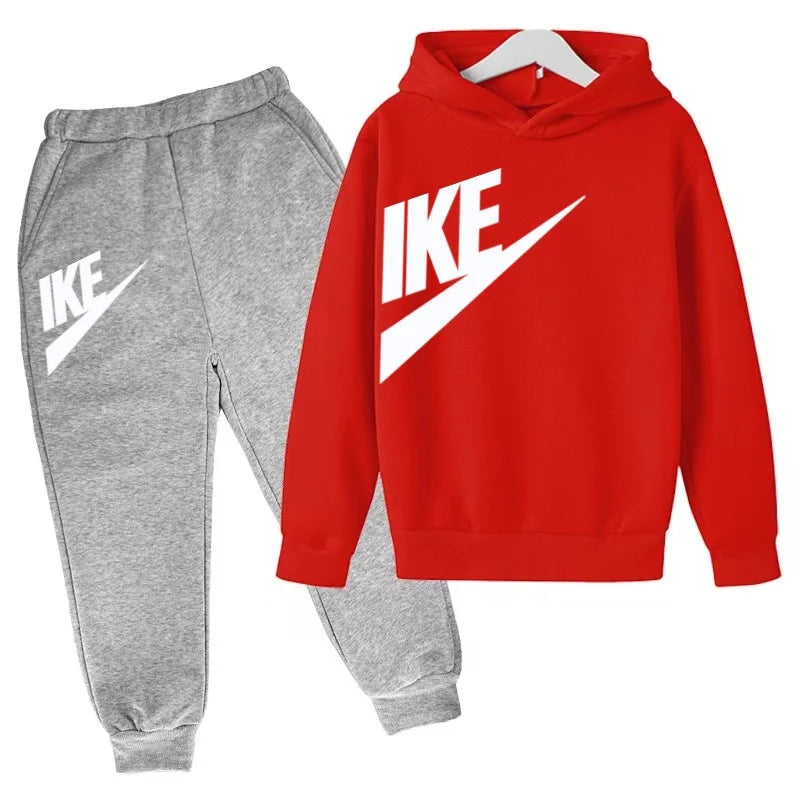 Kids Autumn Hoodie Letters Sports Pullover 3-12Years Coat Sweatshirt+Trousers Boy Girl Birthday Gift Clothes Leisure Fashion Set