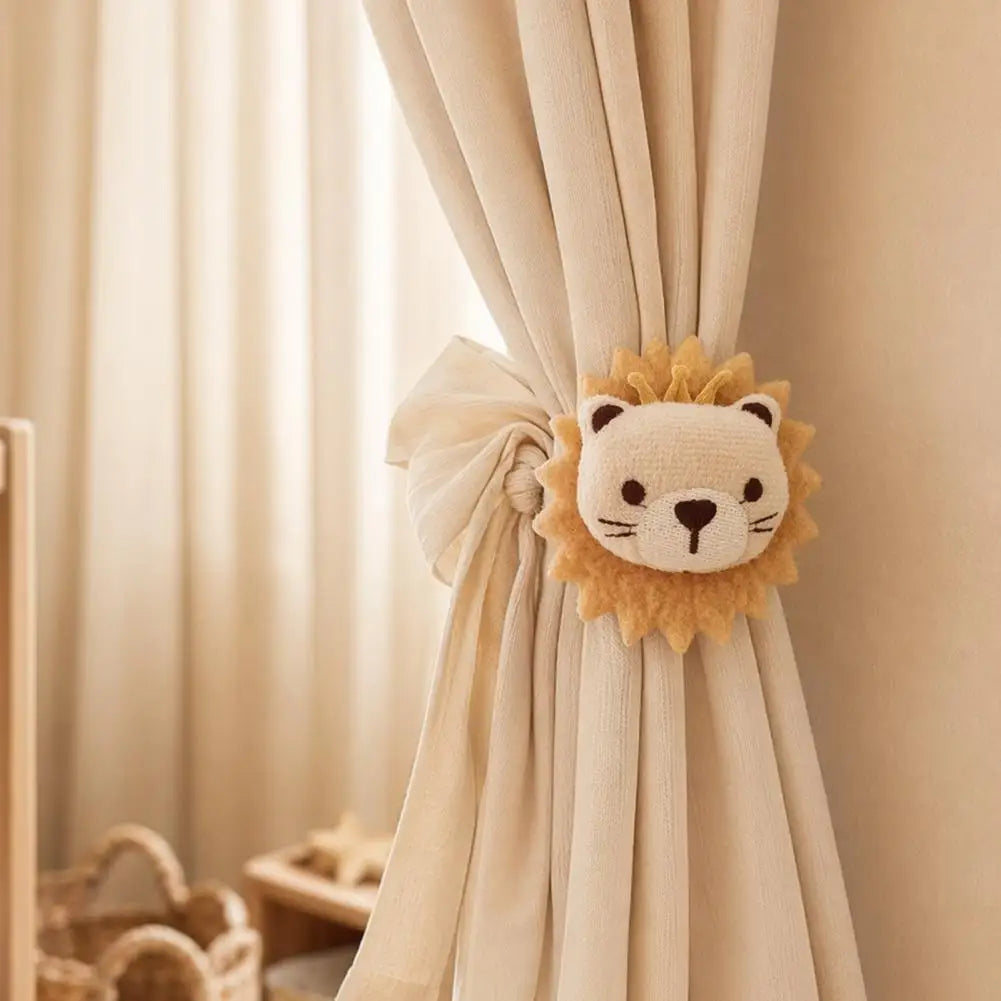 Children Bedroom Curtain Accessory Cute Cartoon Curtain Tiebacks Fabric Lion Bear Curtain Holders Nursery Baby Room Decor