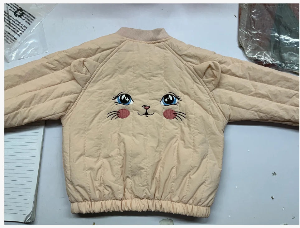 Children's Jacket 2026 Winter New Printed Cute Fleece Thermal Girls Jacket Cotton Thickened Windproof Boys Baby Cotton Clothes