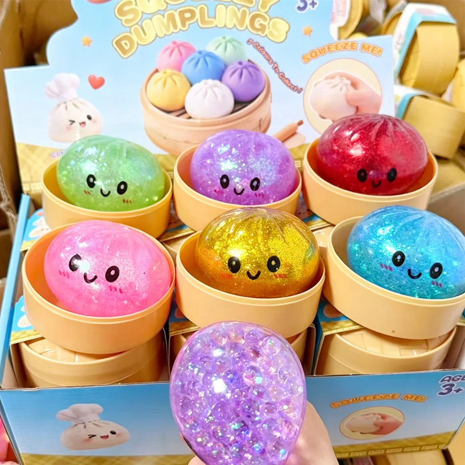 Glitter Dumpling Glitter Dumpling Squishy with Box Dumplings Sensory Squeeze Toy for Stress Relief
