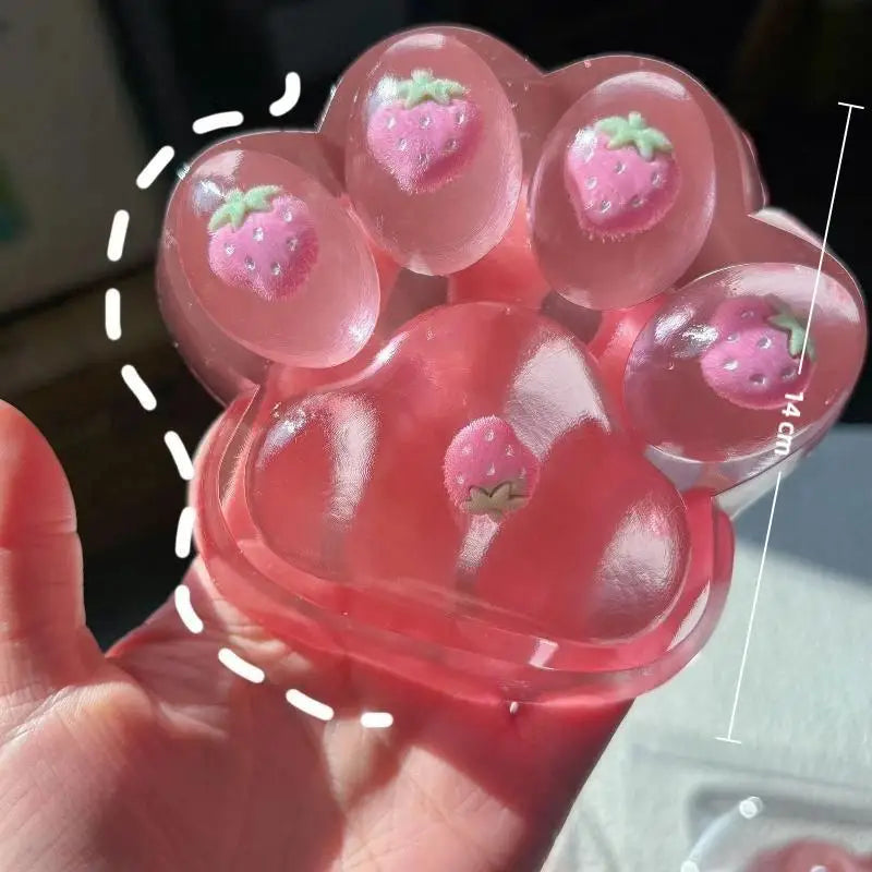 Cute Paw Sequins Maltose Pinch Toy Pink Strawberry Paw Squeez Slow Rising Anti-Stress Toy Decompressi Gift Friend