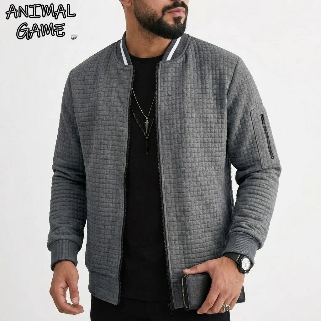 Autumn Men's Long Sleeve Knit Full Zip Up Hooded Jacket Lightweight Casual Zipper Sweatshirt Outerwear Hiking Sweatcoats Pocket