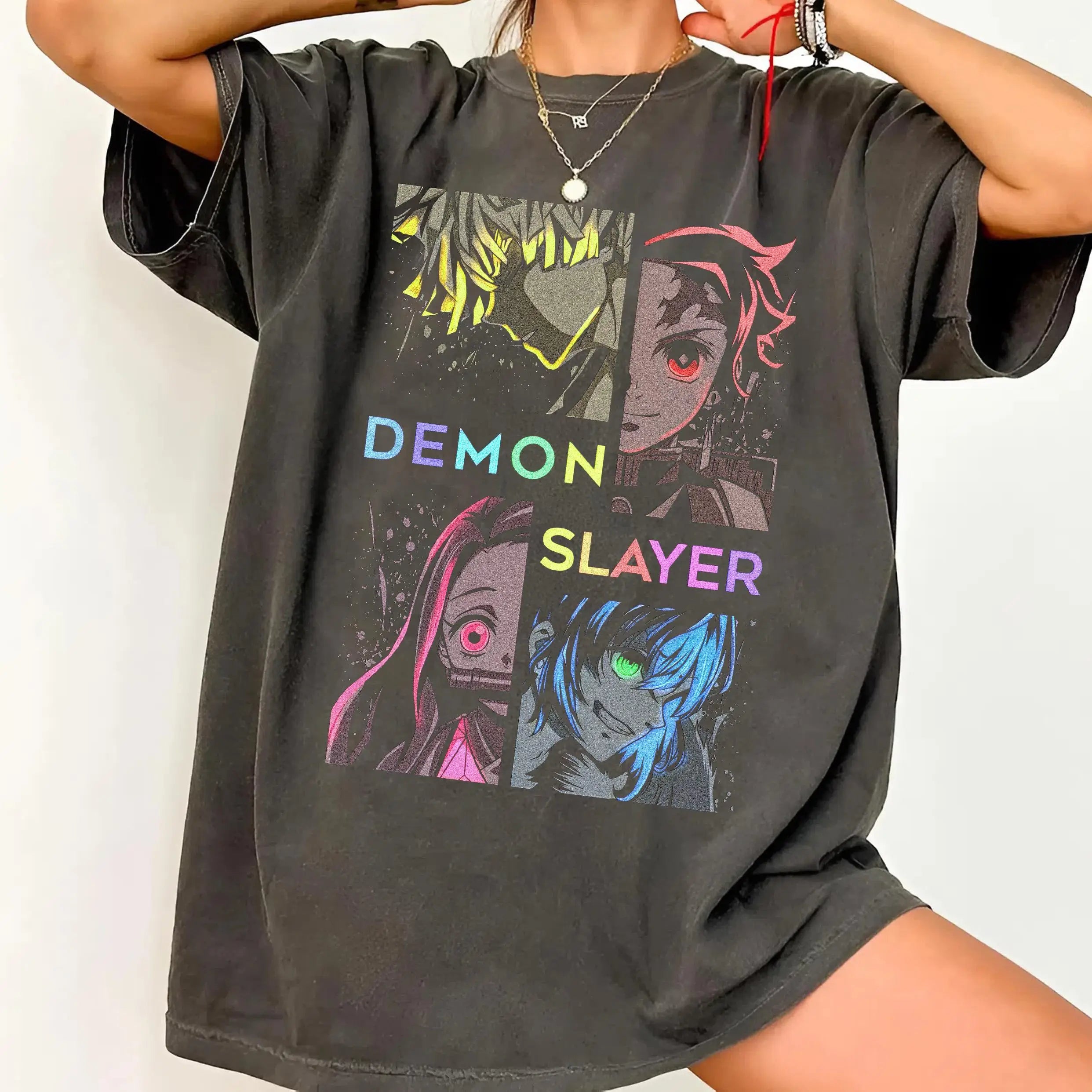 2026 Latest Demon Slayer T-Shirt Tanjiro Nezuko Zenitsu Inosuke Anime Graphic Tee, Kimetsu No Yaiba Shirt