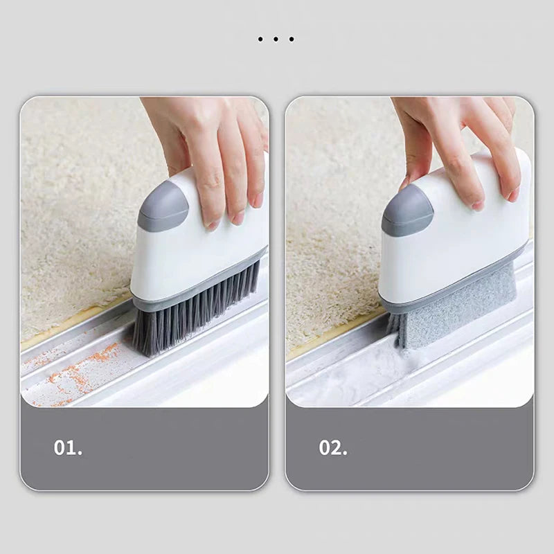 2 in 1 Window Rail Cleaning Brush Door Groove Hair Grip Brushes Multifunction Windows Slot Sliding Household Kitchen Accessories