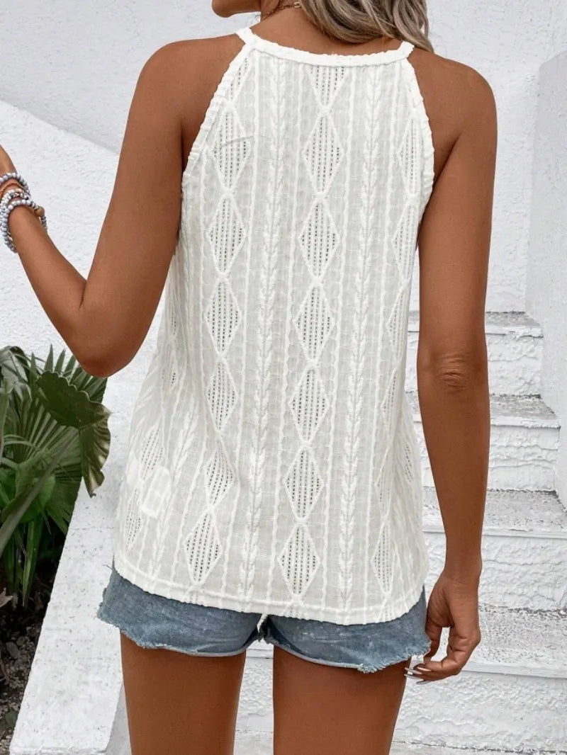 Women's Summer New Jacquard Hollow Vest Knitted Sweatshirt Sleeveless Fashionable Breathable Casual Top for Women
