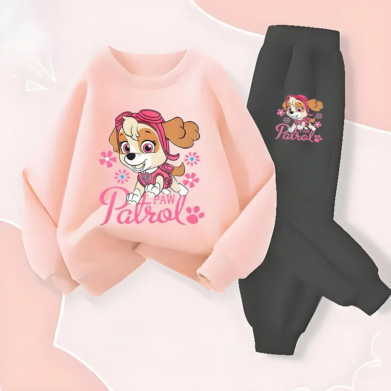 Spring New PAW Patrol Long Sleeved Girls' Top Long Pant Two Piece Suit Children's Casual Hoodies Sets Kids Casual Sweatsuit
