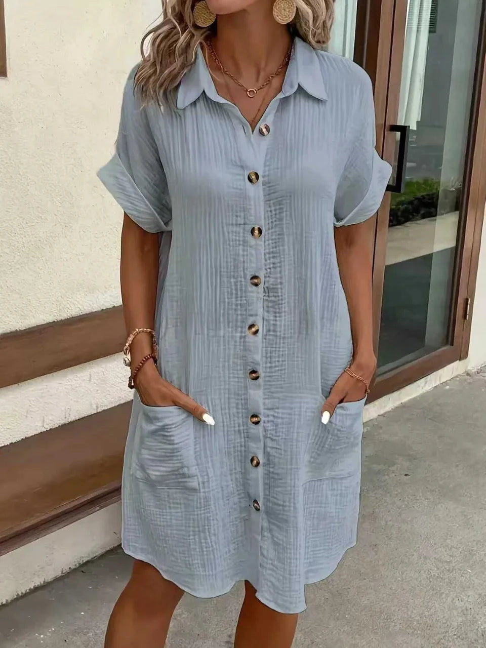Fashion Casual Cotton Linen Style Dress Woman Short Sleeved Loose Dresses for Women Harajuku Long Shirts Ropa Mujer Vestido