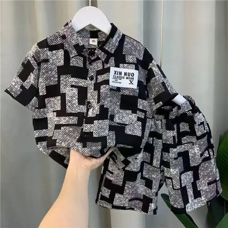 2025 New Children's Set Children's Top and Bottom Clothes Set Two Pieces Summer Outfit for Kids Boys Girls Loungewear Outfit