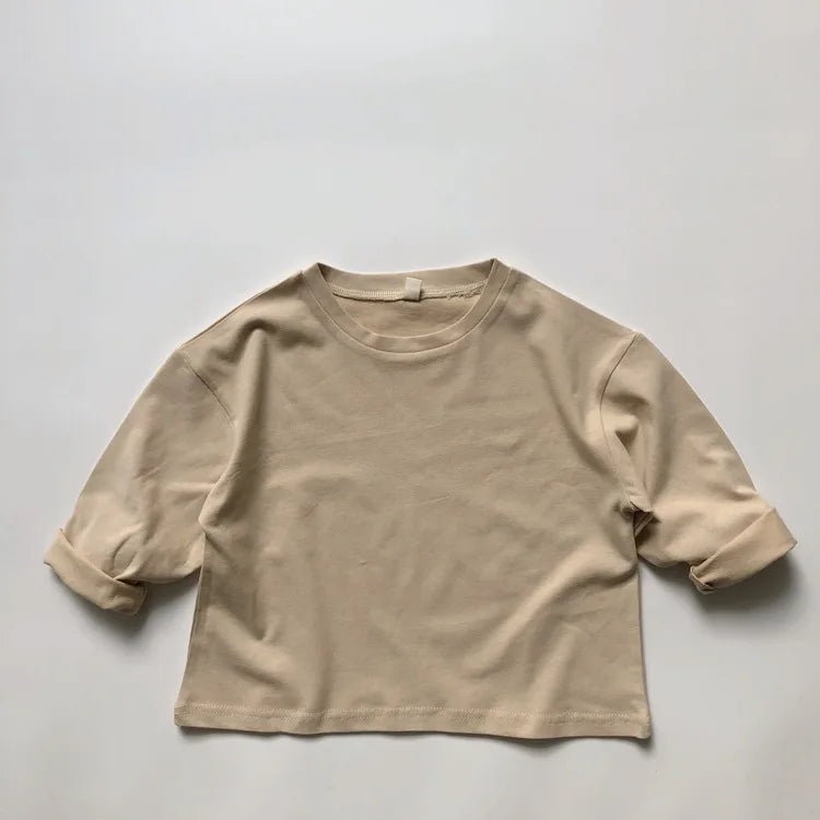 100%Cotton Unisex Children Boys Girls Toddler T-shirts Full Sleeve Kids Tees