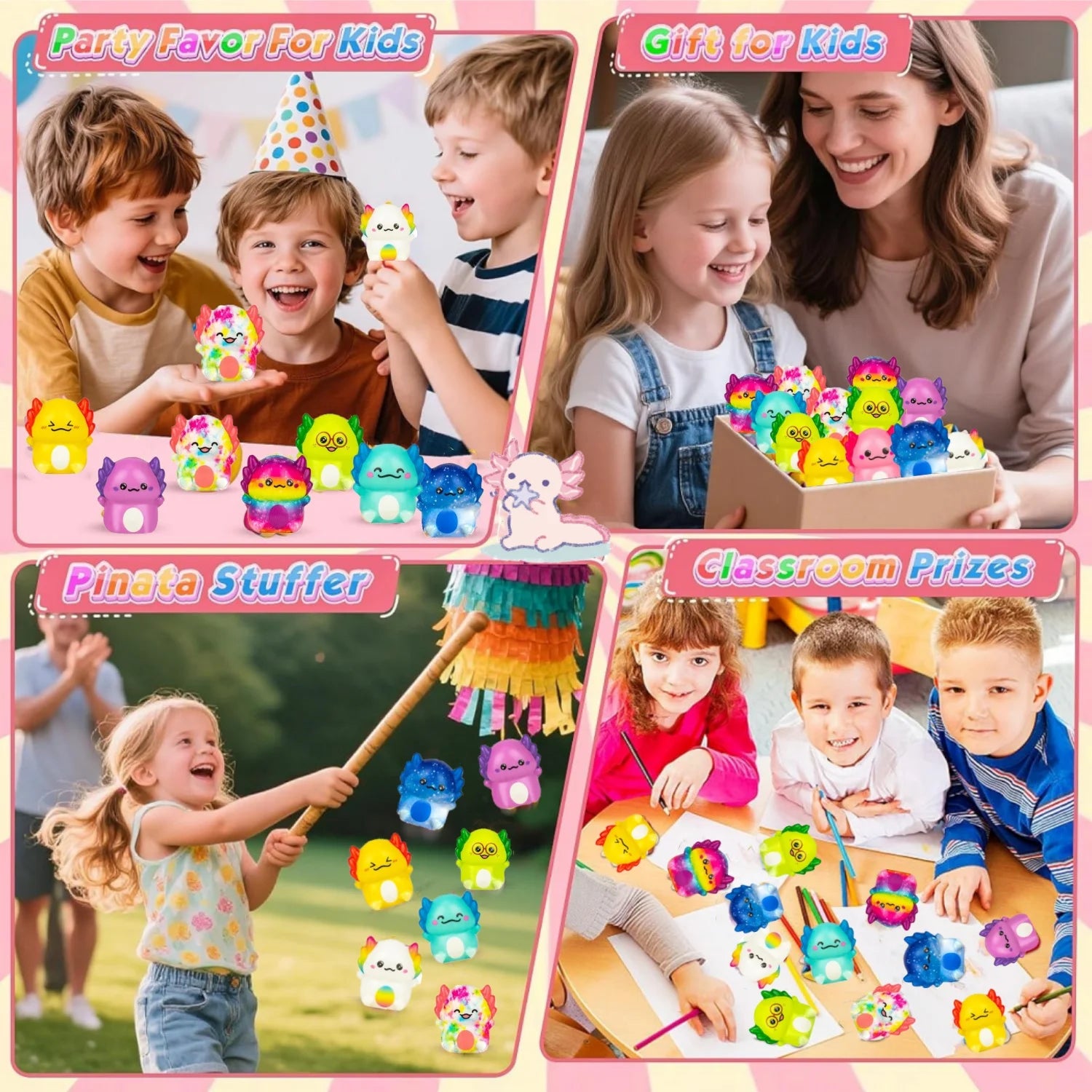 24/36/48 Pcs Axolotl Slow Squishy Toys 12 Styles Soft Stress Relief Fidgets Toys for Kids Party Favors Classroom Novelty Prizes