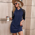 Women's Fashionable Casual Hooded Sweatshirt Dress 2026 Autumn And Winter New Pure Black Short Medium And Long A-line Skirt