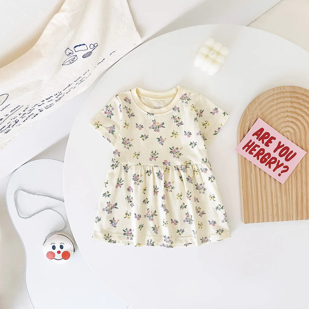Sanlutoz Summer Baby Dress Holiday Short Sleeve Casual Kids Girls Clothing Cute Printing