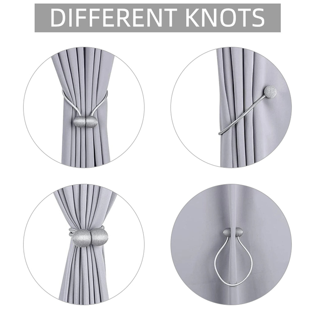 2pcs modern minimalist magnetic ball curtain tiebacks with thicker twisted cords can be styled at will,for bedrooms, living room