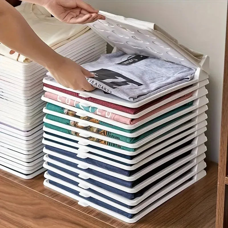 Stackable Shirt Organizer Boards Foldable Clothes Storage Space Saving Wardrobe Drawer Organizer for T Shirt Sweaters Closet Use