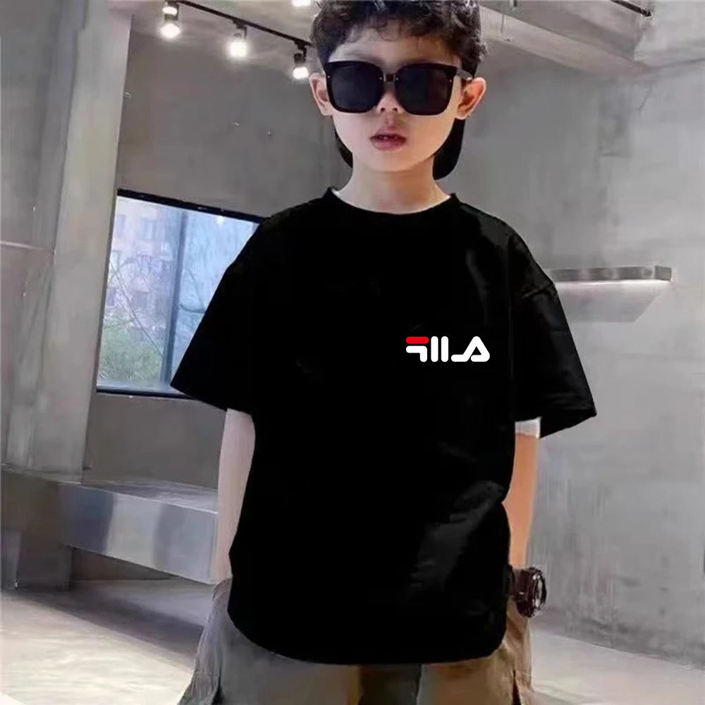 Summer Brand White T-shirt+Shorts Two-Piece Set Kids New Clothing Fashion Boy Girl 3-12 Yrs Sports Short-Sleeved Casual Set