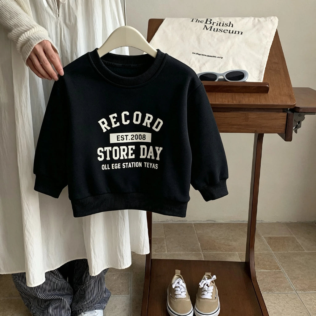 Printed Letters Boys Long Sleeve Tops Sweatshirt Simple Fashion Kids Crewneck Pullover Hoodie Children's Wear Autumn Clothing