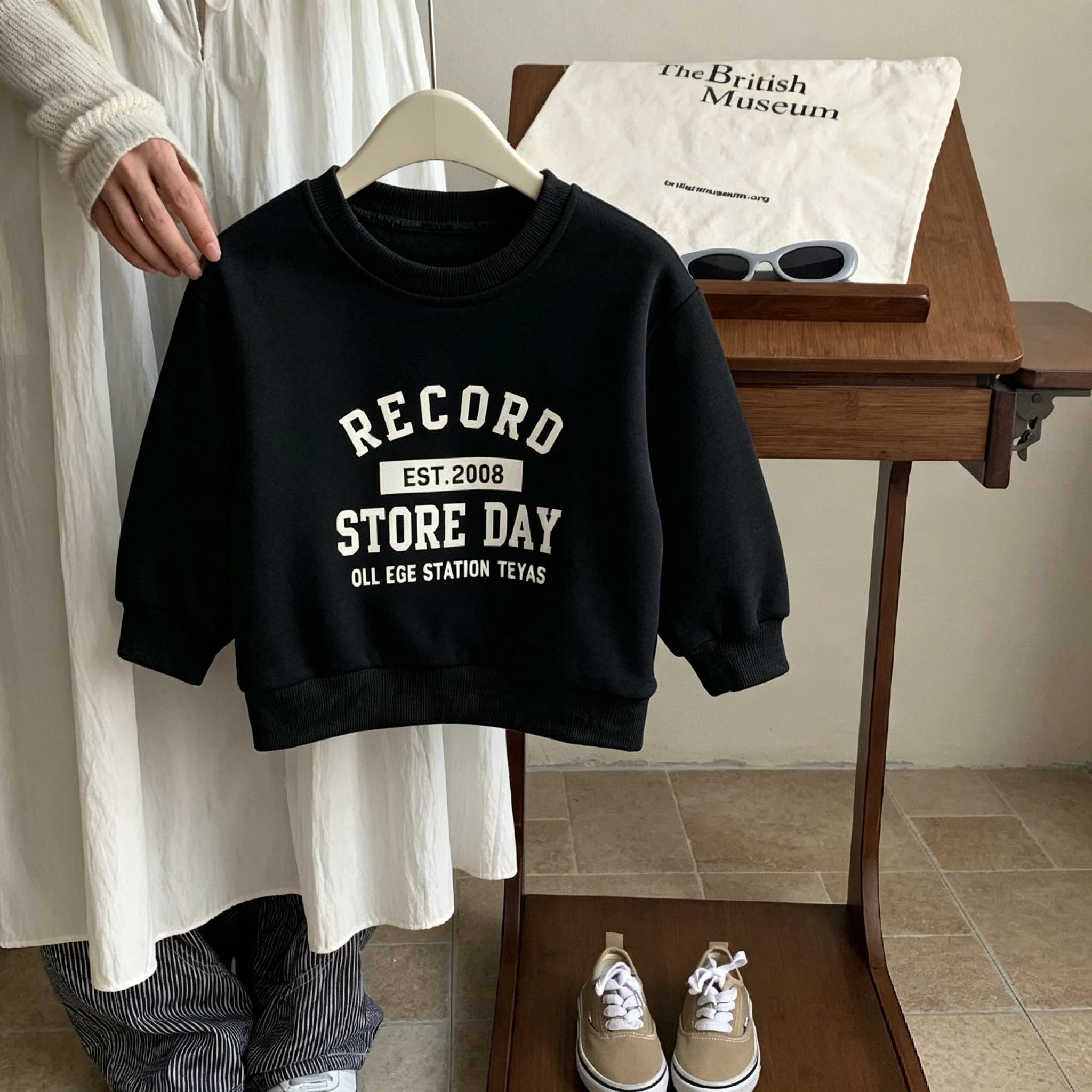 Printed Letters Boys Long Sleeve Tops Sweatshirt Simple Fashion Kids Crewneck Pullover Hoodie Children's Wear Autumn Clothing