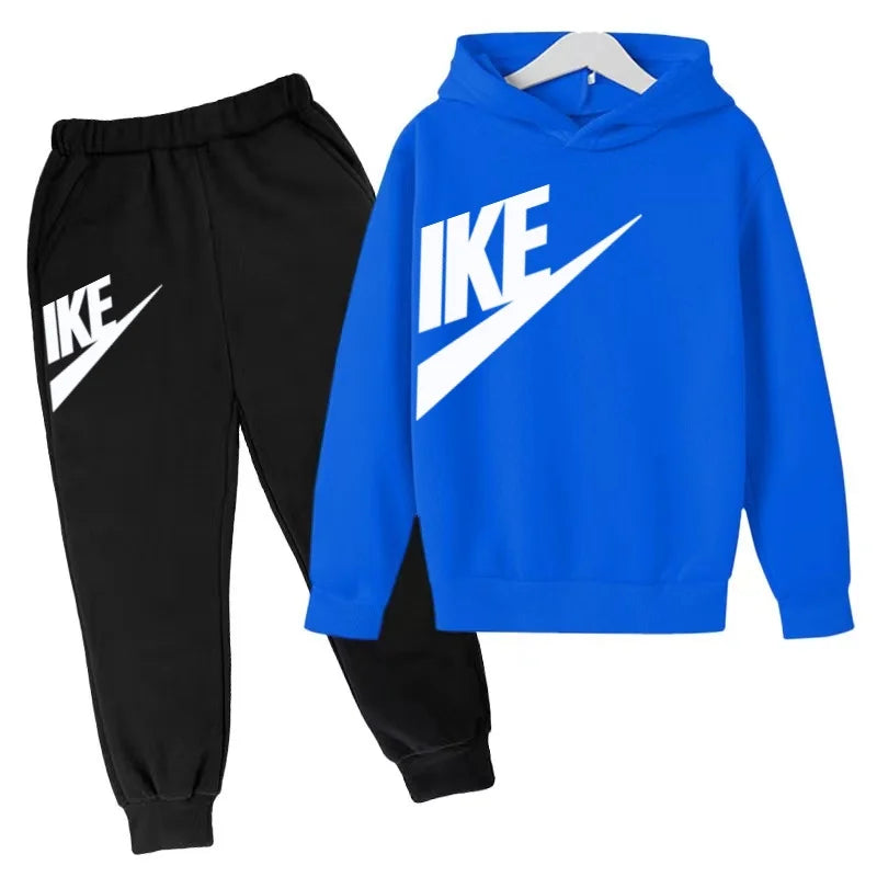 Kids Autumn Hoodie Letters Sports Pullover 3-12Years Coat Sweatshirt+Trousers Boy Girl Birthday Gift Clothes Leisure Fashion Set