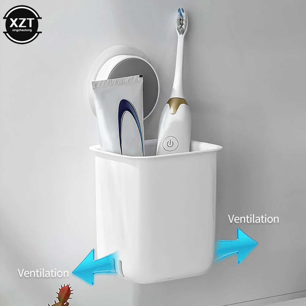 Portable Toothbrush Wall Mounted Holder Toothpaste Mouth Cup Waterproof Holder Drill-Free Bathroom Storage Shelf Rack Organizer