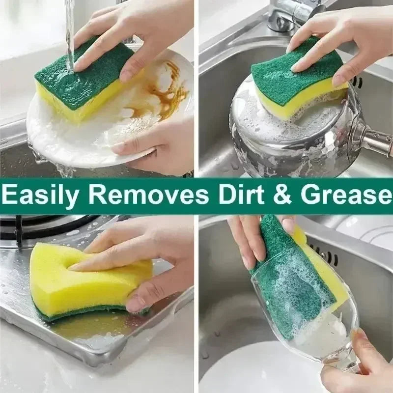 50/2Pcs Kitchen Dishwashing Soft Sponge Absorbent Clean Rub Pot Rust Scouring Pad Removing Kits Household Cleaning Brush Sponge